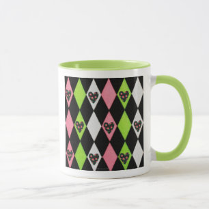 Mug Arlequin coloré Imprimer avec Coeurs Roses Café M