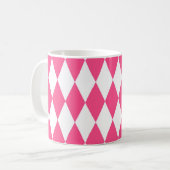 Mug Arlequin rose blanc Diamants Checkers Design (Devant gauche)