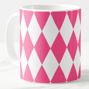 Mug Arlequin rose blanc Diamants Checkers Design
