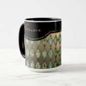 Mug Arlequin Turquoise Glam Personnalisé (Devant gauche)