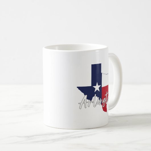 Mug Arlington, Texas Carte du drapeau (Devant droit)