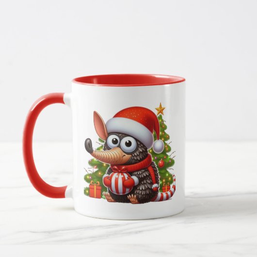 Mug Armadillo de Noël ajouter monogramme (Gauche)
