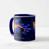 Mug Armature en or et en bleu feuillu illustrée (Devant gauche)