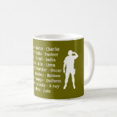 Mug Armée verte Recruter l'alphabet phonétique militai (Devant droit)