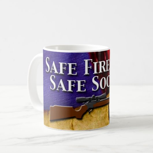 Mug Armes à feu sûres, société sûre (Devant gauche)