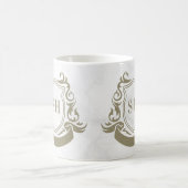 Mug Armoiries de ruban élégant et monogramme initial d (Centre)