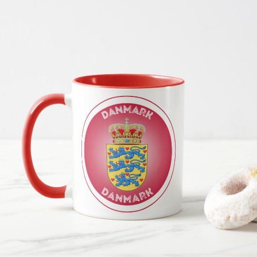 Mug Armoiries du Danemark de forme circulaire (Avec donut)