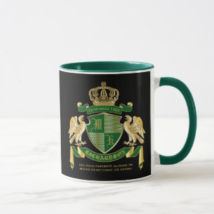 Mug Armoiries personnalisées Emblème d'aigle vert d'or