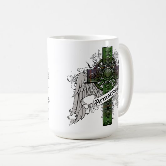 Mug Armstrong, tartan, croix, clan, famille, celtique, (Devant droit)