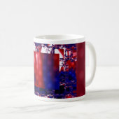 Mug Arrêt | Enveloppement d'art fractal rouge et bleu (Devant droit)