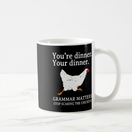 Mug Arrêtez d'effrayer les poulets Grammaire anglaise (Droite)