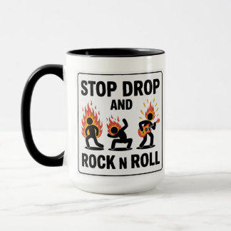 Mug Arrêtez, Tombez et Rock n Roll – En cas d'incendie