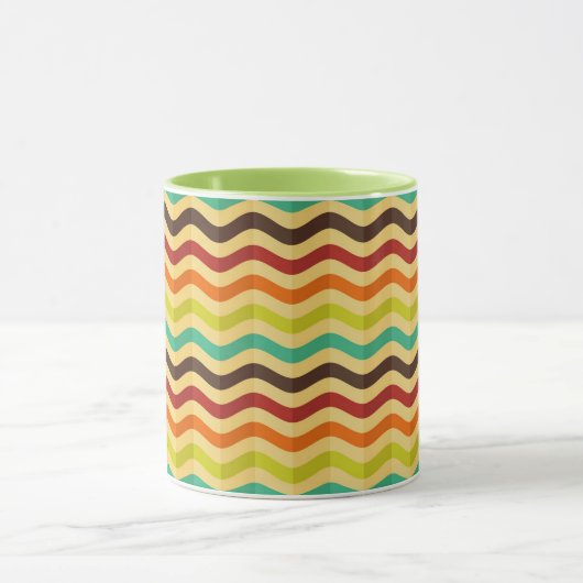 Mug Arrière - plan à rayures rétro 4 (Centre)