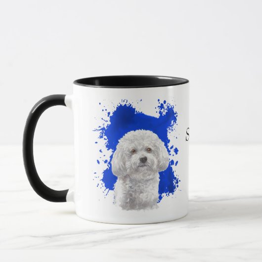 Mug Arrière - plan Abstrait Bichon Frise (Gauche)