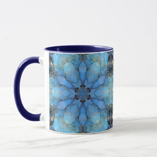 Mug arrière - plan abstrait floral bleu (Gauche)