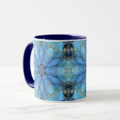 Mug arrière - plan abstrait floral bleu (Devant gauche)