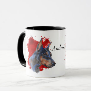 Mug Arrière - plan Abstrait noir Doberman Pinscher