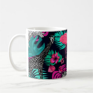 Mug arrière - plan africain de couleur, girafe, léopar