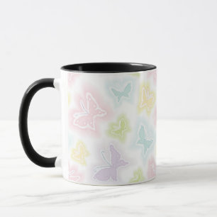 Mug Arrière - plan avec des papillons dans l'aquarell