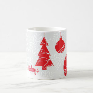 Mug Arrière - plan blanc avec flocons de neige et ball