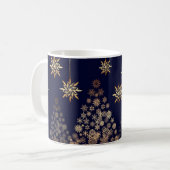 Mug Arrière - plan bleu avec arbre de Noël doré (Devant gauche)