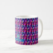 Mug Arrière - plan bleu avec feuille mixte (Devant droit)