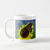 Mug Arrière - plan bleu papillon et tournesol (Gauche)