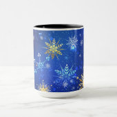 Mug Arrière - plan Bleu XMAS avec des flocons de neige (Centre)
