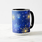 Mug Arrière - plan Bleu XMAS avec des flocons de neige (Devant droit)