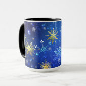 Mug Arrière - plan Bleu XMAS avec des flocons de neige (Devant gauche)