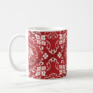 Mug Arrière - plan chinois en spirale rouge fleur.