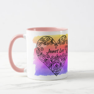 Mug Arrière - plan coloré Personnalisé Black Heart