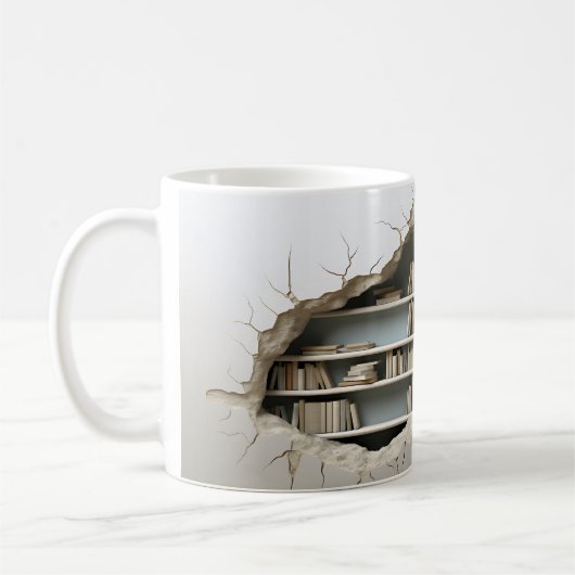 Mug Arrière - plan de bibliothèque 3D (Gauche)