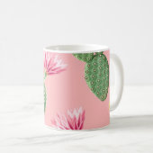 Mug Arrière - plan de cactus à fleurs roses (Devant droit)