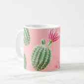 Mug Arrière - plan de cactus à fleurs roses (Devant gauche)