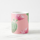 Mug Arrière - plan de cactus à fleurs roses (Centre)