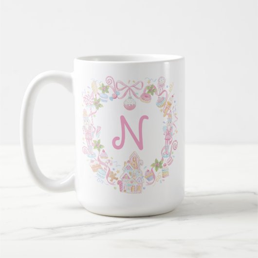 Mug Arrière-plan de crest de monogramme de friandises  (Gauche)