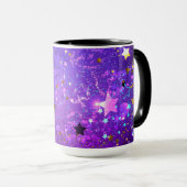 Mug Arrière - plan de feuille violet avec étoiles (Devant droit)