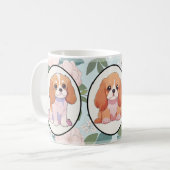 Mug Arrière - plan de fleurs classiques Cavalier King  (Devant gauche)