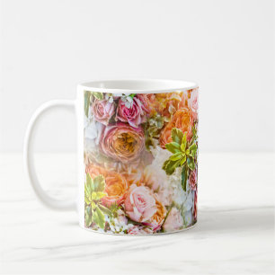Mug Arrière - plan de fleurs d'été, bouquets de fle