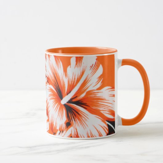 Mug Arrière - plan de fleurs d'Hibiscus (Droite)