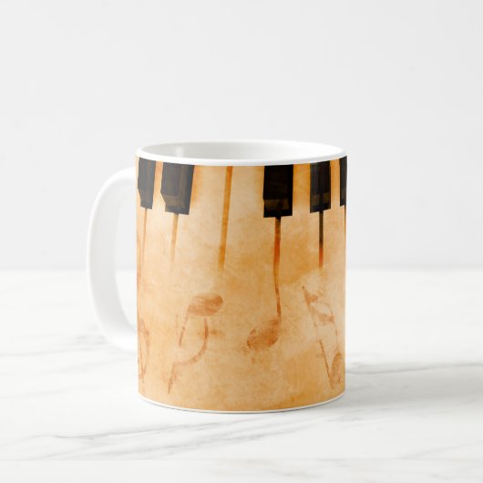 Mug arrière - plan de musique Abstraite - Clavier et m (Devant gauche)