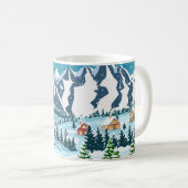 Mug Arrière - plan de Noël d'hiver. Pin bois et sn (Devant droit)