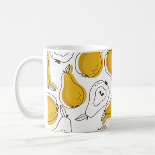 Mug Arrière - plan de poires. Dessin en toile de fond