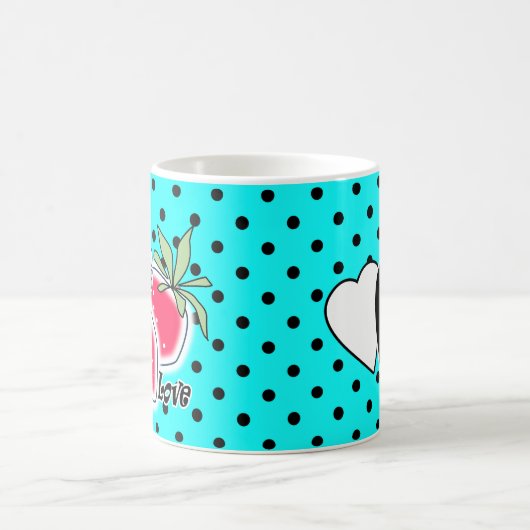 Mug Arrière - plan de pois turquoise (Centre)