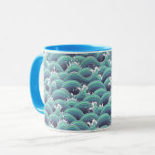 Mug Arrière - plan décoratif de vague de mer (Devant gauche)