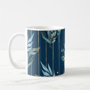 Mug Arrière - plan d'enveloppement bleu Feuille sans j
