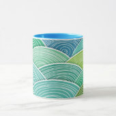 Mug Arrière - plan des vagues vertes abstraites (Centre)