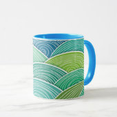 Mug Arrière - plan des vagues vertes abstraites (Devant droit)