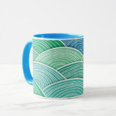 Mug Arrière - plan des vagues vertes abstraites (Devant gauche)